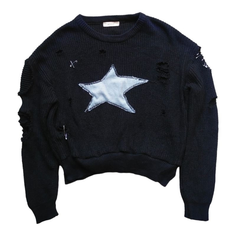 Reworked black knit sweater