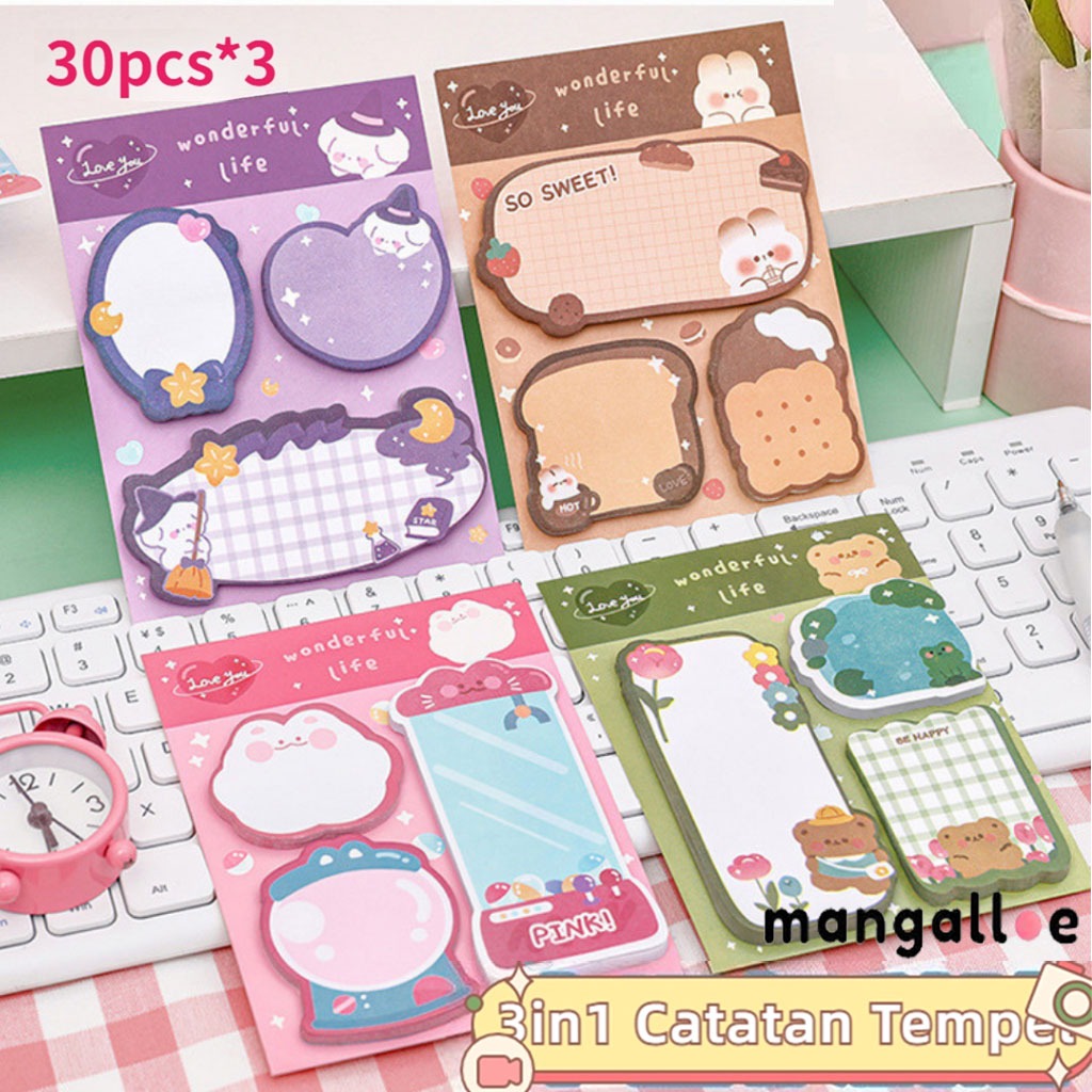 

✨COD Sticky Notes Lucu 3 IN 1 Tempelan Kertas Catatan 60 Lembar Notes Kertas Tempel Karakter Bear Cat Rabbit Pembatas Buku Motif Hewan Imut Penanda Buku Memo Stick Stationery Memo Pad Convenience Cute 3 IN 1 MG