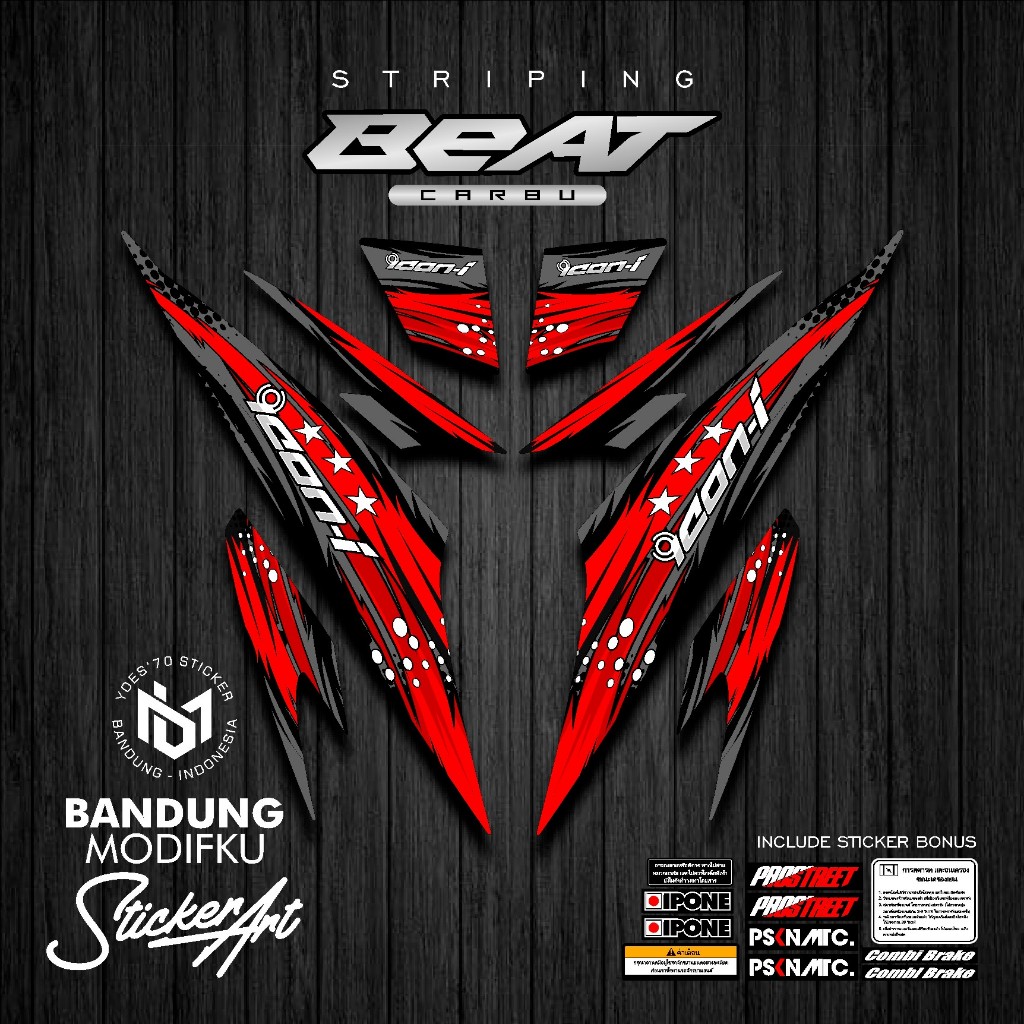 STRIPING STICKER MOTIF 17 / HONDA BEAT KARBU / BANDUNG MODIFKU / BETCARBU / STICKER VARIASI