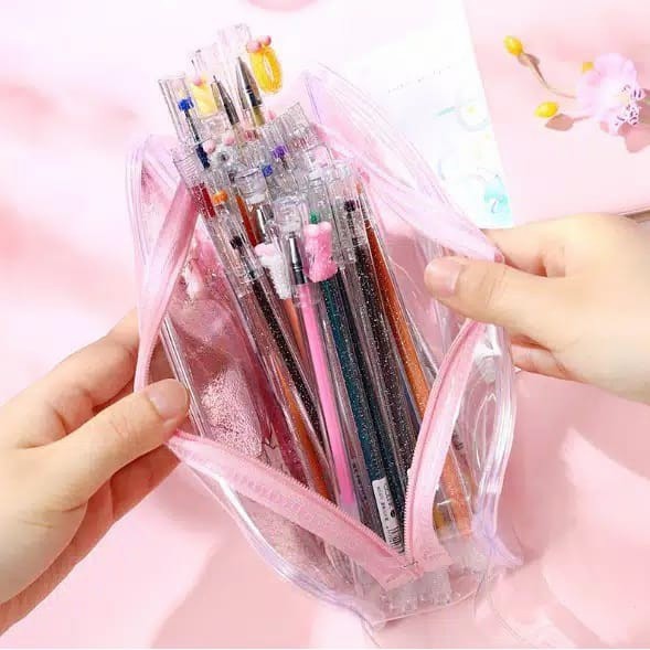 

HOKKITERUS21 tempat pensil glitter air kotak pensil dompet pensil