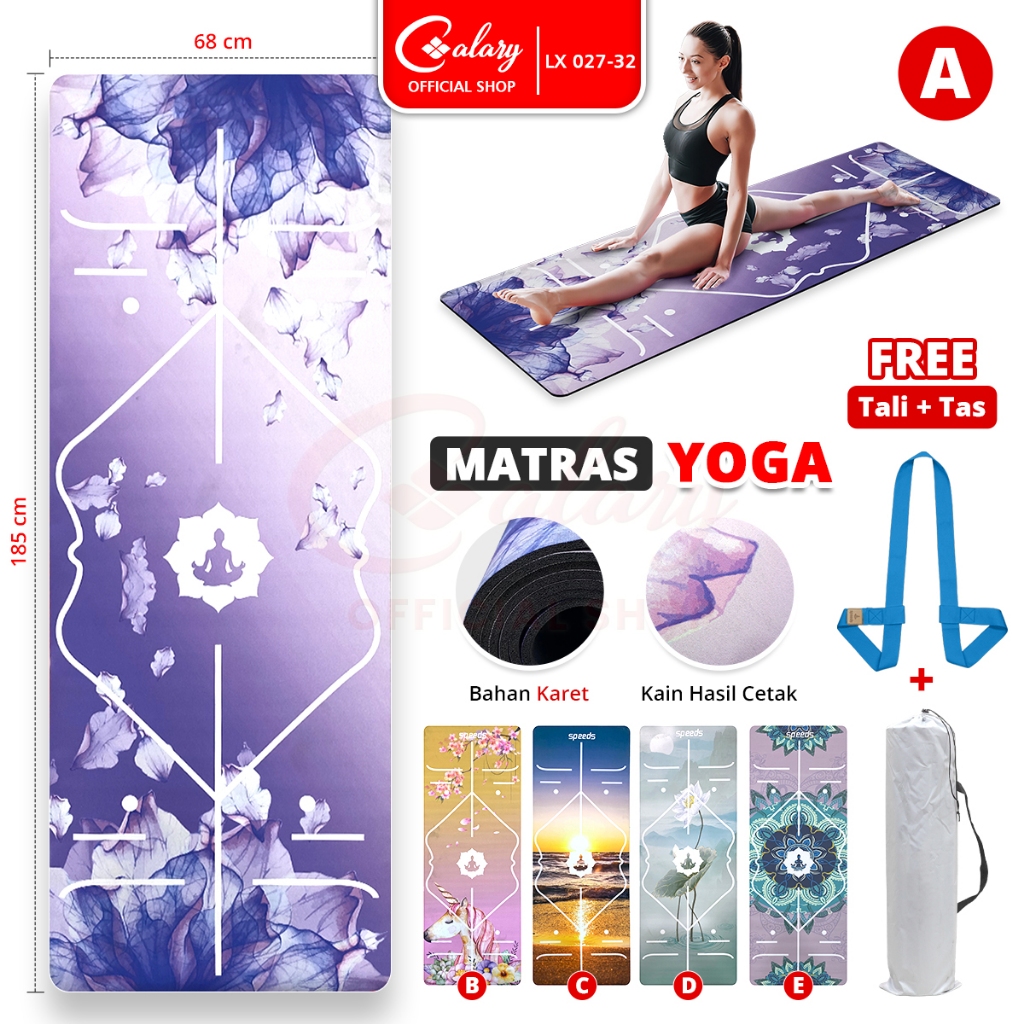 TUNG2_ SPEEDS Matras Yoga 185x68x4,5m Karet Matras Yoga Senam Lantai Portabel Anti Slip Karpet