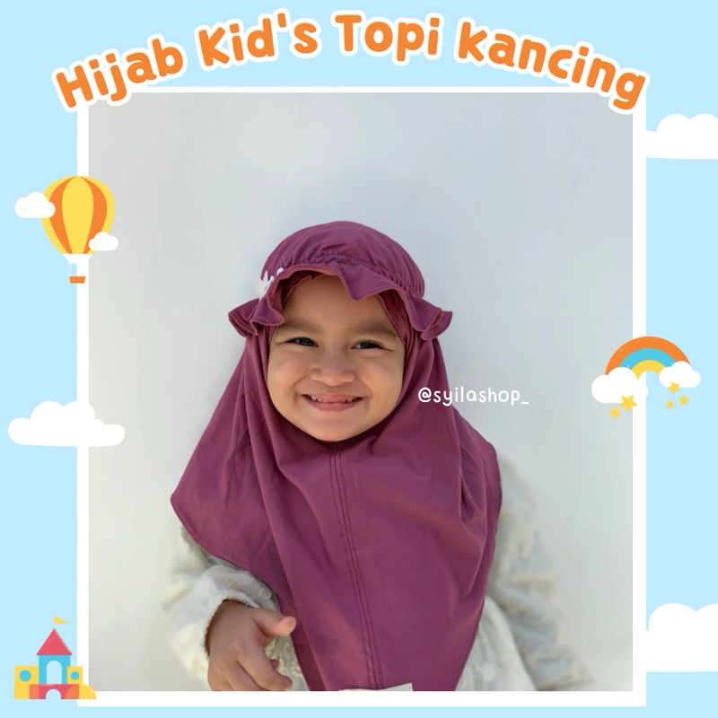 Hijab anak Topi kancing kerudung anak topi