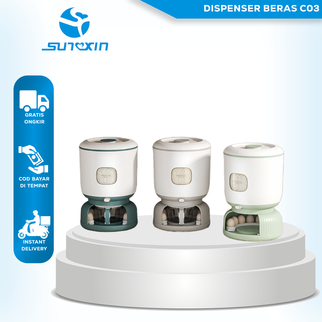 SUNXIN Tempat Makan Kucing C03/Dispenser Beras / Rice Dispenser 5KG/10KG/ Toples Makanan Kucing/Pet 