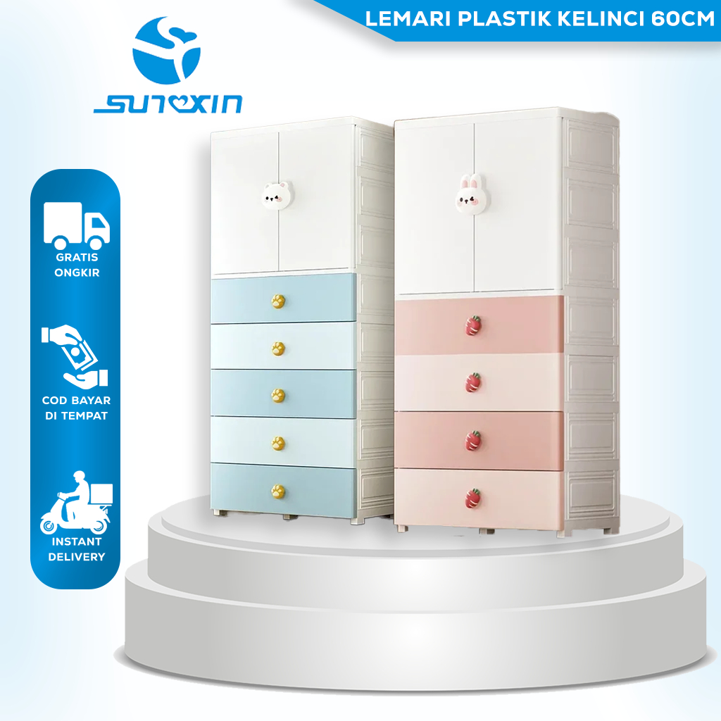 SUNXIN Lemari Plastik Pakaian Kelinci 60CM S95 / Lemari Pakaian Anak / Plastic Storage Cabinet Lemar