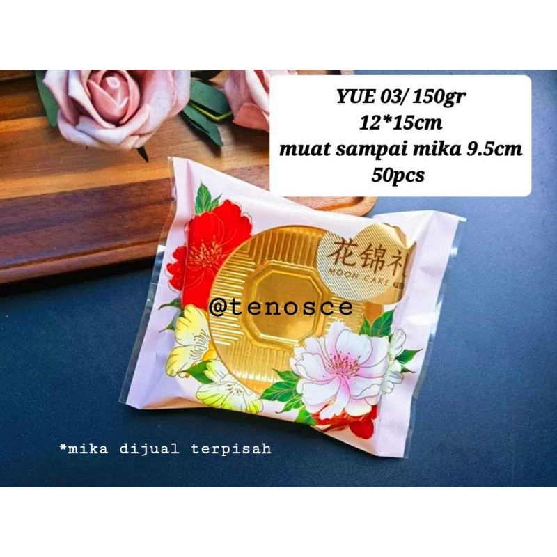 

50pcs Kantong Plastik Sealer Mooncake 150gr muat tray mika 9cm 9.5cm Yue03 Pink Kue Bulan Hampers Kemas