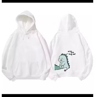 Hoodie Couple Pria Wanita Dino Hug Me Kekinian Cowok Cewek Remaja Kerenn