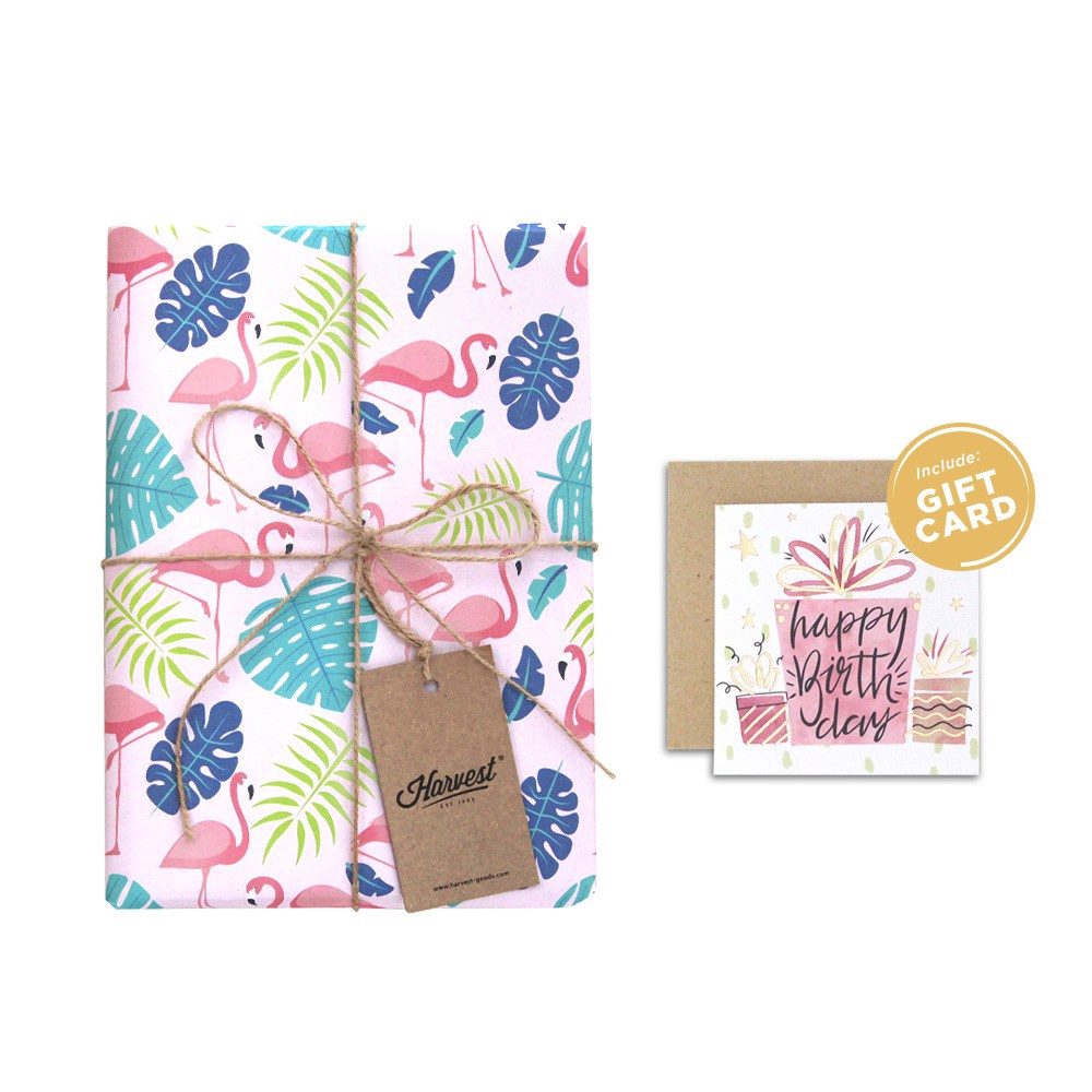 

ORIGINAL Paket Kertas Kado Kartu Harvest Gift Set Happy Flamingo