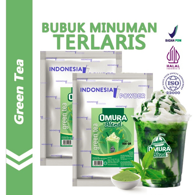 

[Bundle 2Bag x 500gr] Rasa Green Tea Bubuk Minuman Premium Merk Omura Blend (Mix Gula)