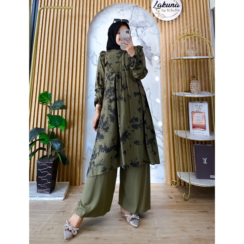 setcel stelan tunik celana kulot katun adem ARSHA SET Lakuna by Sisena