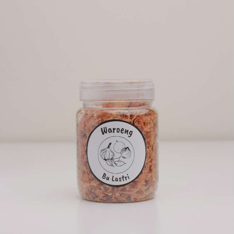 

Bawang Goreng Bu Lastri Murni 100% Bawang Merah Premium Ukuran Toples 200ml