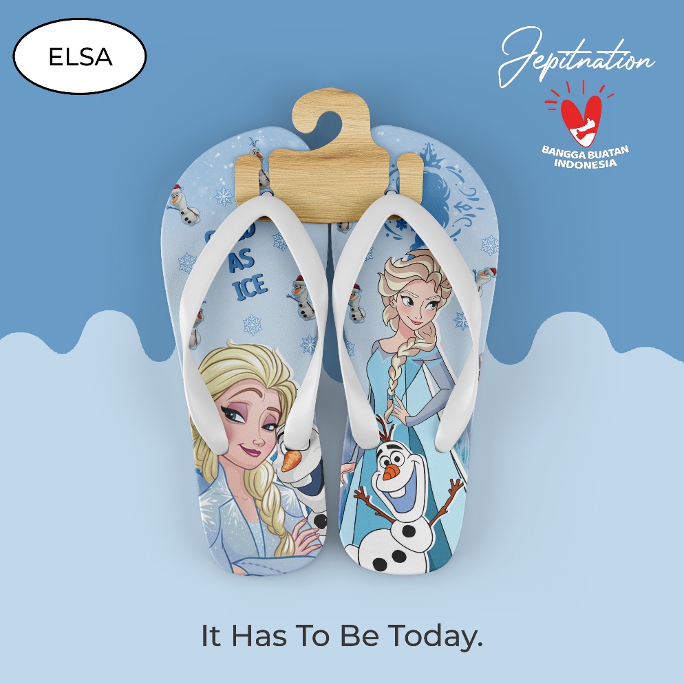 KODE H35E SANDAL JEPIT Frozen Elsa ELSA Sendal Jepit Cowo Pria Wanita Perempuan Dewasa Anak Balita S