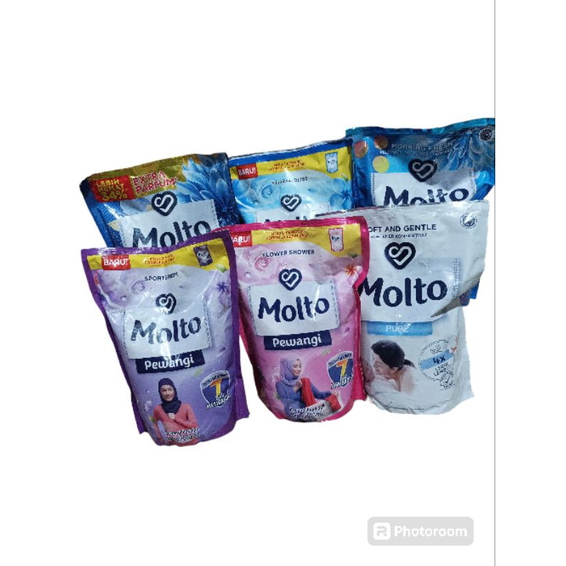 Molto pelwmbut dan pewangi pakaian sekali bilas uk 1600Ml/1800ml