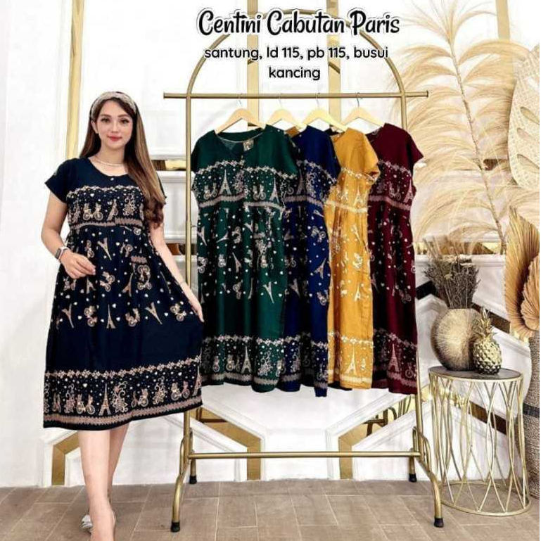 BAJU DASTER CENTINI  WANITA KANCING BUSUI FRIENDLY LENGAN PENDEK BATIK  LD 110 - 120  MURAH SELUTUT