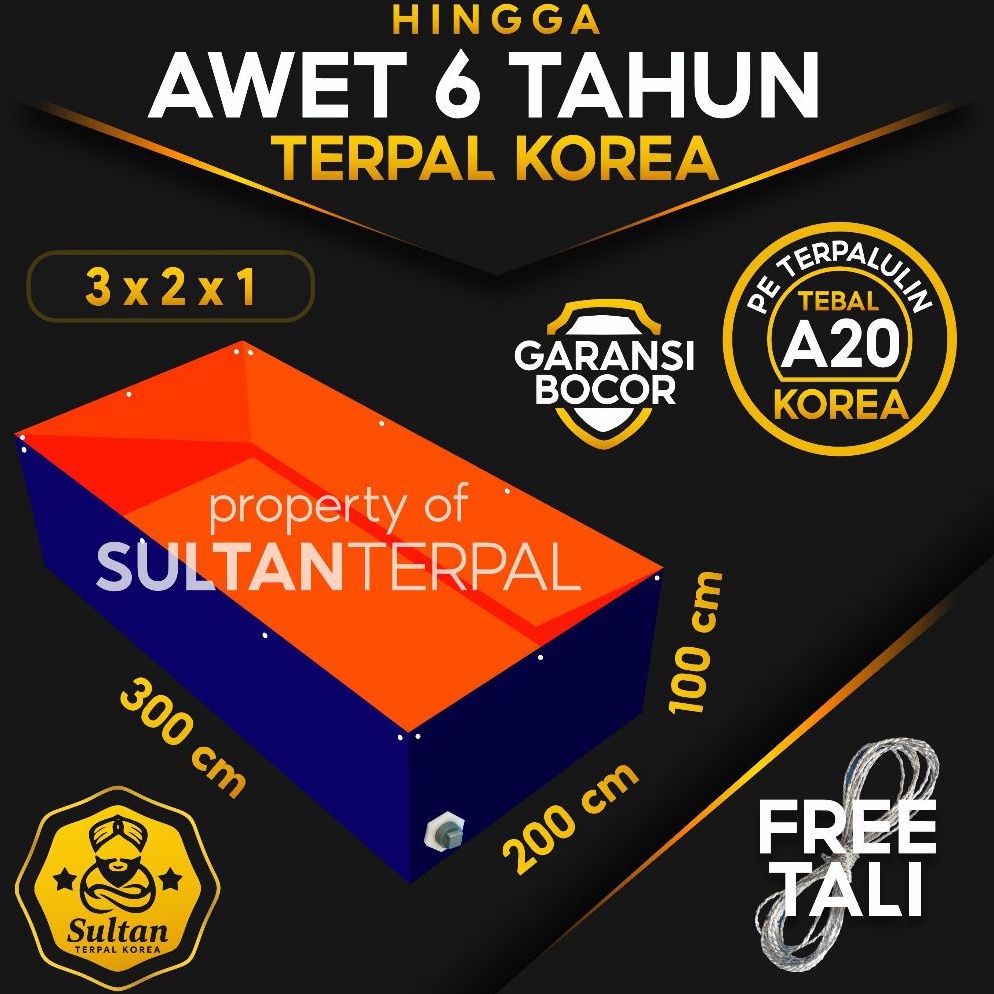 KODE B44Y Terpal Kolam Terpal Ikan Kotak 3x2x1  2x3x1  3x2x1  2x3x1 Tebal A2  A15  A12  A8  A5  A3 K