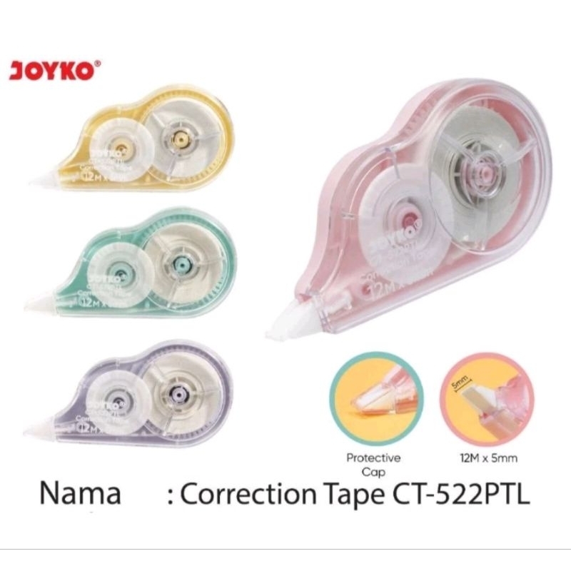

Correction Tape CT-522 Joyko/Tip-Ex Kertas 12 Meter CT-522PTL