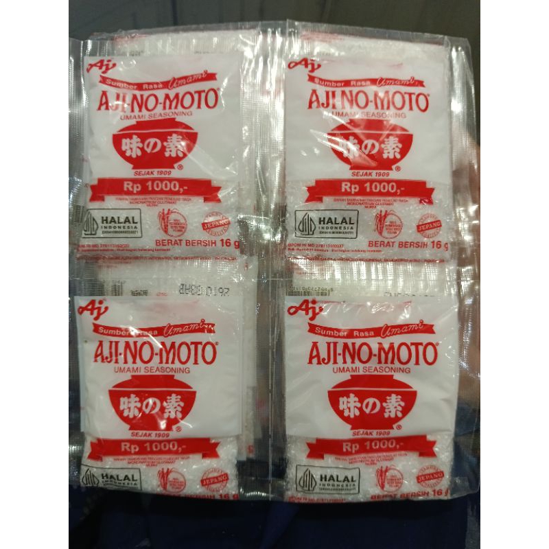 

Ajinomoto eceran 1000 1pack isi 20 pcs, 1 pcsnya isi beraih 16 gram