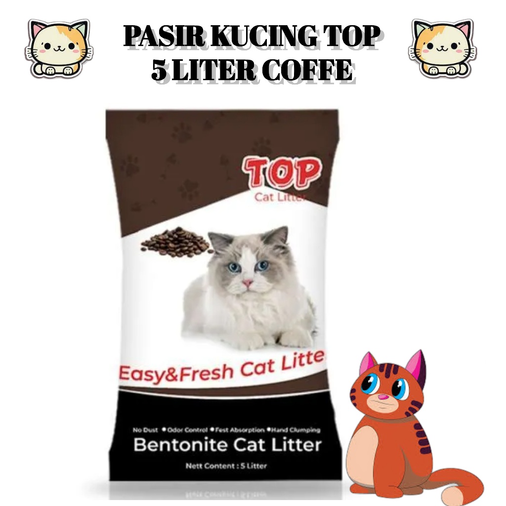 Pasir Kucing TOP Aroma Kopi Coffee 5L 5 L Liter 5Liter Gumpal Wangi