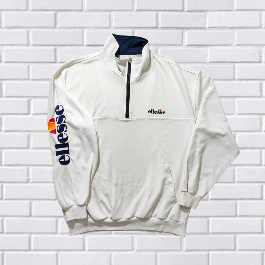 HALFZIP SWEATER CREWNECK ELLESSE, SIZE L (SECOND BRANDED) PUTIH, CN0094