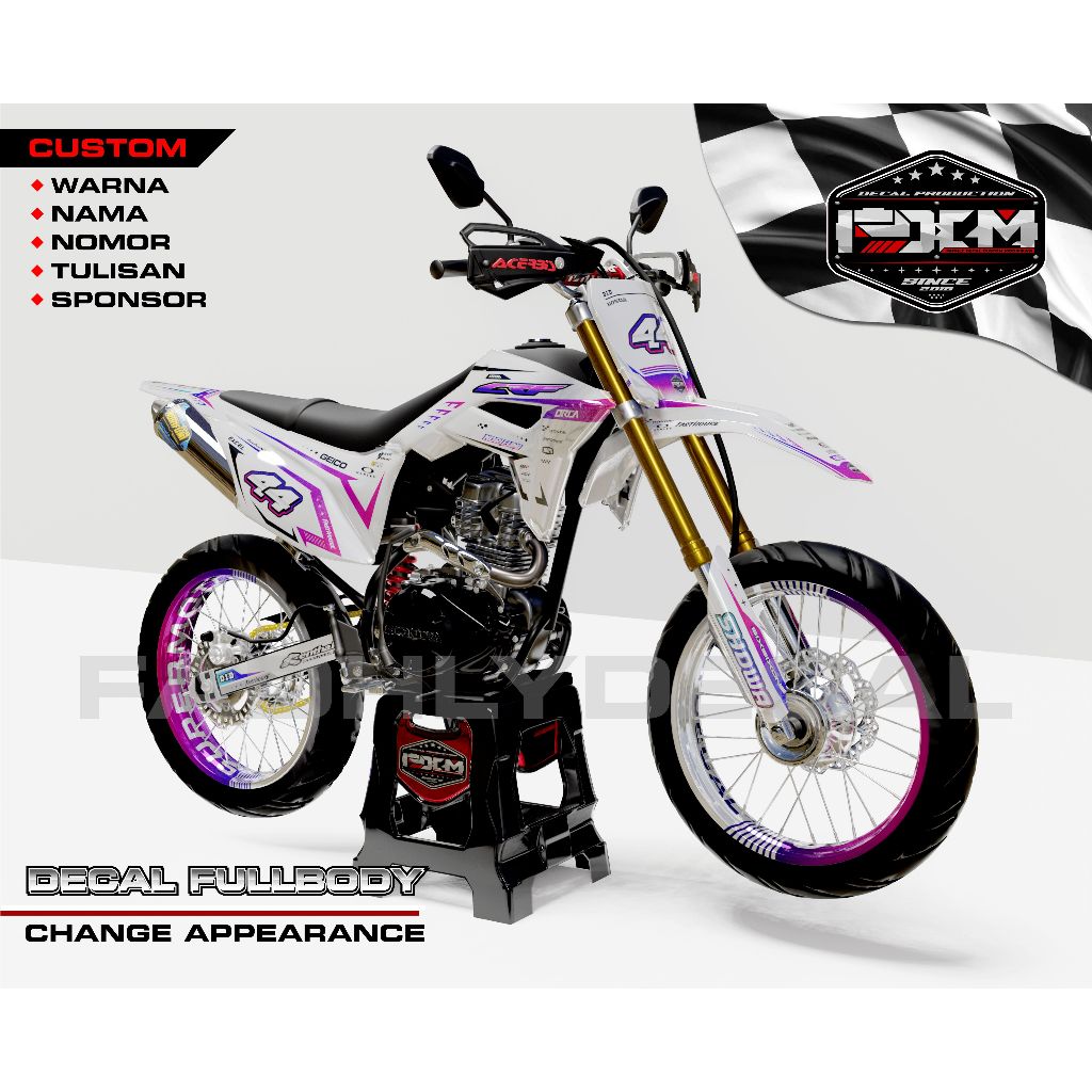 Decal STIKER CRF 150L FULLBODY PINK, UNGU PUTIH  VARIASI WARNA KEREN