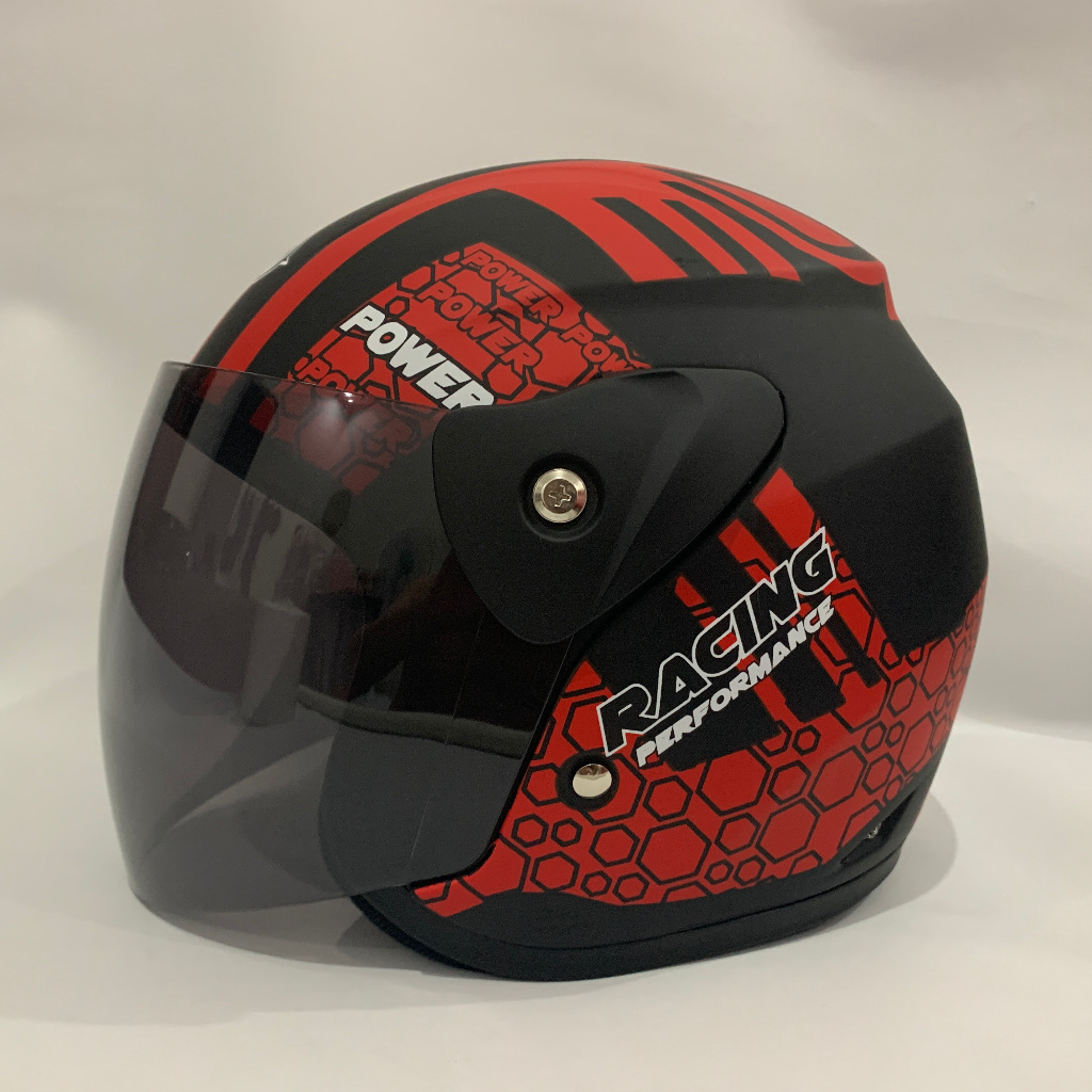 Helm Nuvo Racing Merah Doff Performance SNI Dewasa - satu Kaca - Single Visor Helem Helmet BXP Evo