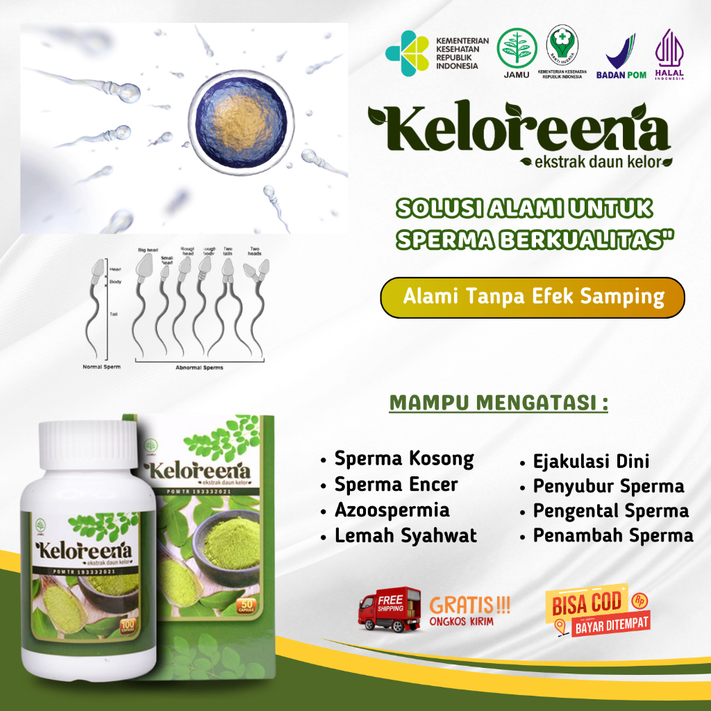 Obat Pengental Sperma Kesuburan Pria Azoospermia Ejakulasi Dini - Kapsul Keloreena Asli Original