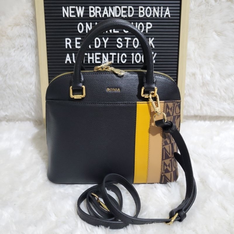 tas bonia original sling top handle alma hitam les monogram