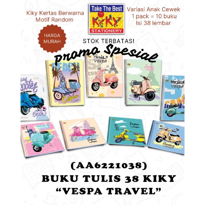 

Buku Kiky 38 lembar Berwarna 1 pack = 10 buku