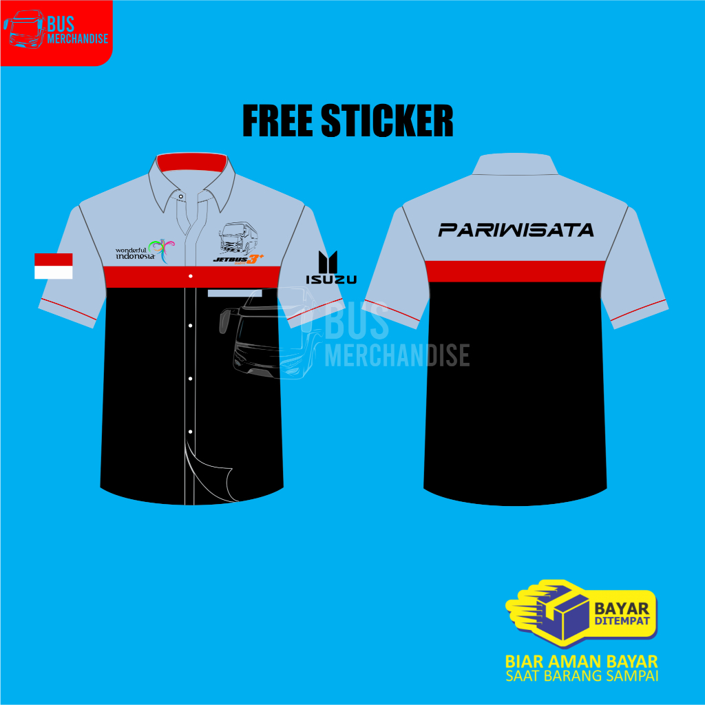 Kemeja Baju Bus Bis Mania Bismania Jetbus 3 MC Elf Pariwisata Isuzu Pesona Indonesia