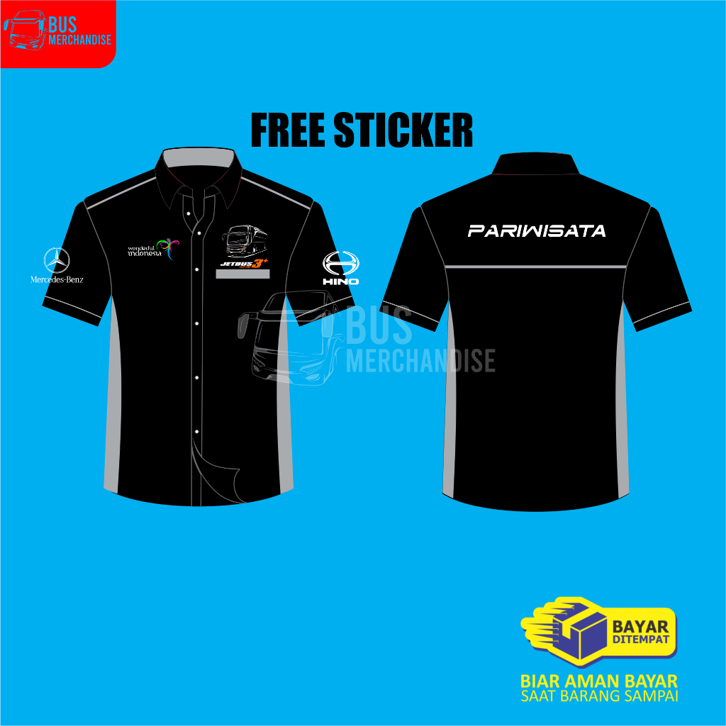 Kemeja Baju Bus Bis Mania Bismania Scania Jetbus 3 SDD Pariwisata Adiputro