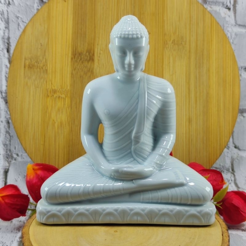 PATUNG BUDDHA SAMADHI KERAMIK PUTIH T15