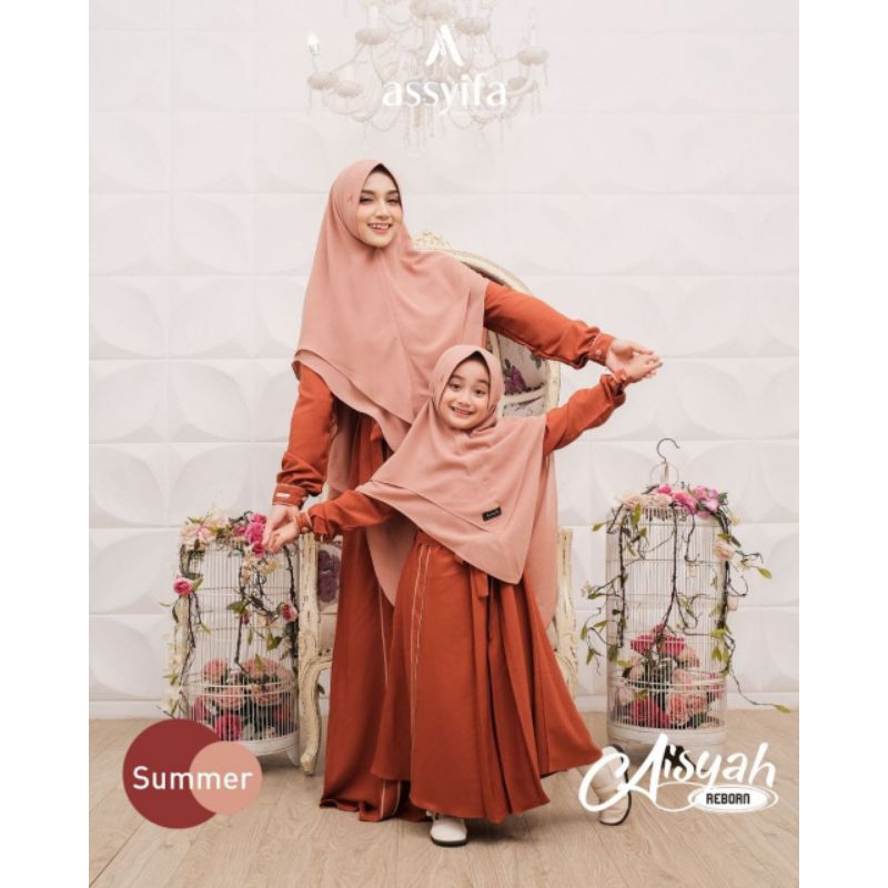 Aisyah Reborn Couple Mom Kids, Dress Kids Set Khimar Original by Assyifa