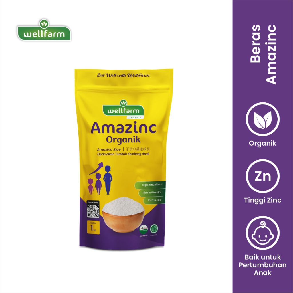 

Beras Amazinc Organik Wellfam Baik untu Mencegah Stunting Kaya Zinc Baik Untuk Mpasi kemasan 1kg