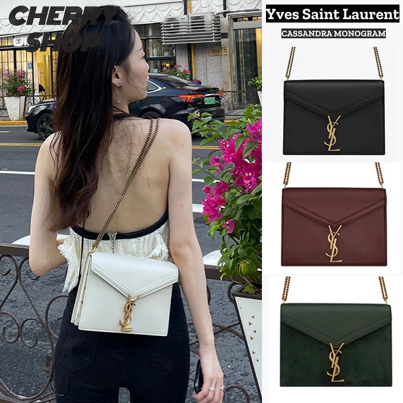 100% authentic Saint Laurent CASSANDRA MONOGRAM tas kurir wanita Tas amplop YSL