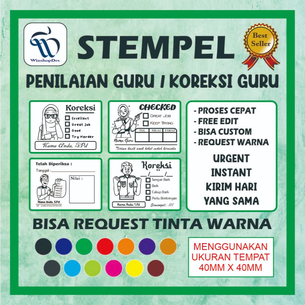 

Stempel Nilai Guru / Penilaian / Koreksi / Checked / Reward / Stempel Custom