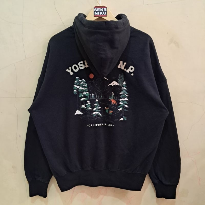 Hoodie WHO AU Yosemite NP Backit bahan fleece tebal