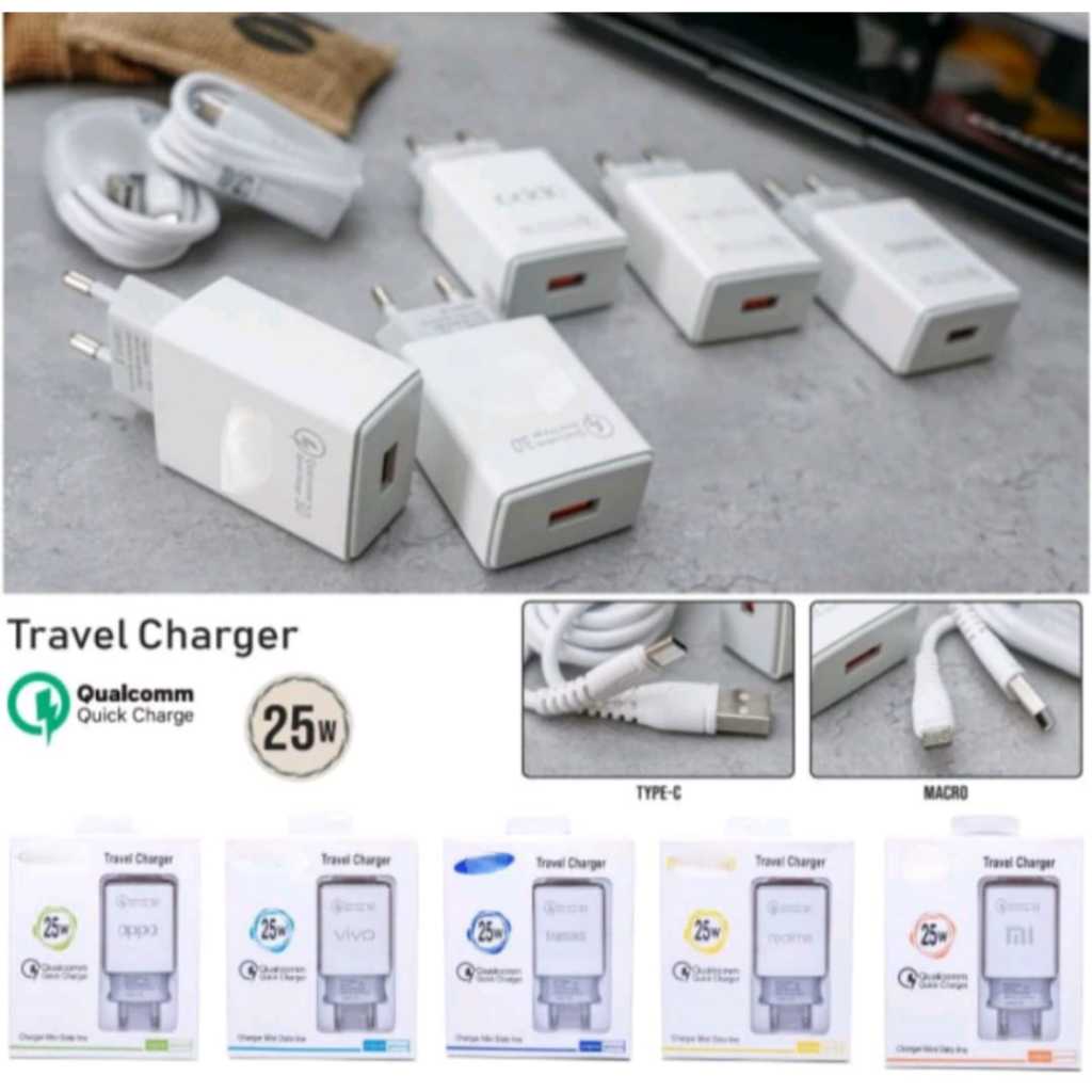 (OM) TC TRAVEL CHARGER BRANDED AK-933  25WATT FC SUPPORT FAST CHARGING QC USB MICRO AND TYPE-C