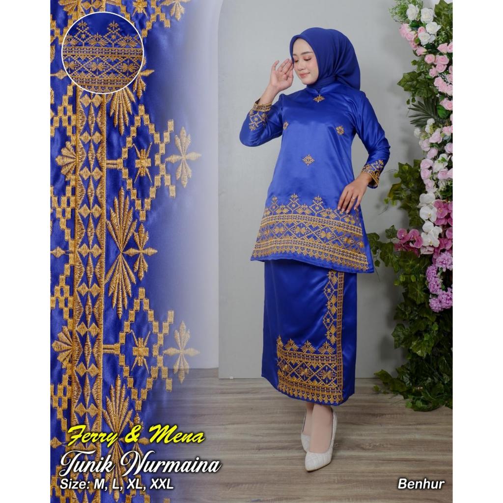 One Set Baju Kurung Melayu Malaysia Bordir Padang Pesta Kondangan Wisuda Wanita Modern Bridal Jumbo