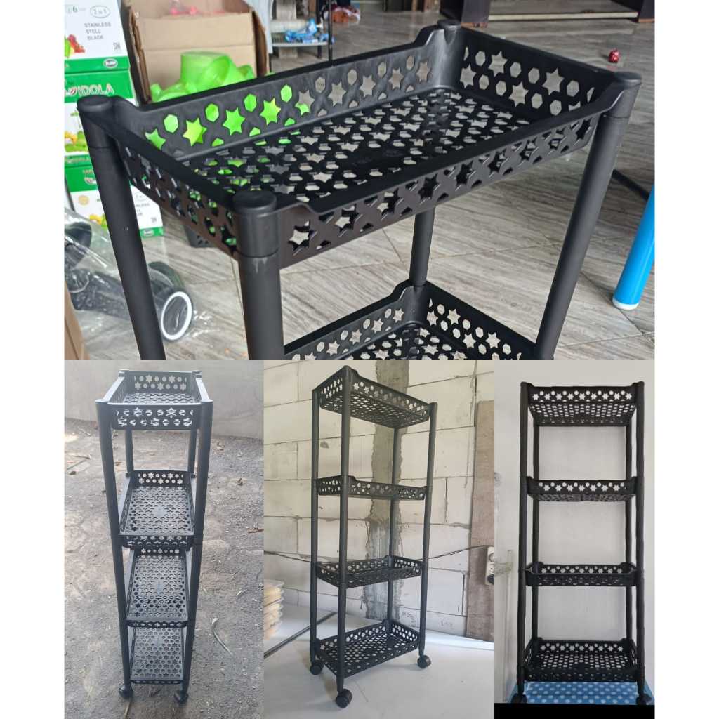 RAK TROLI TROLI 4 SUSUN RODA UNTUK SALON DAPUR KAMAR MANDI tri-j