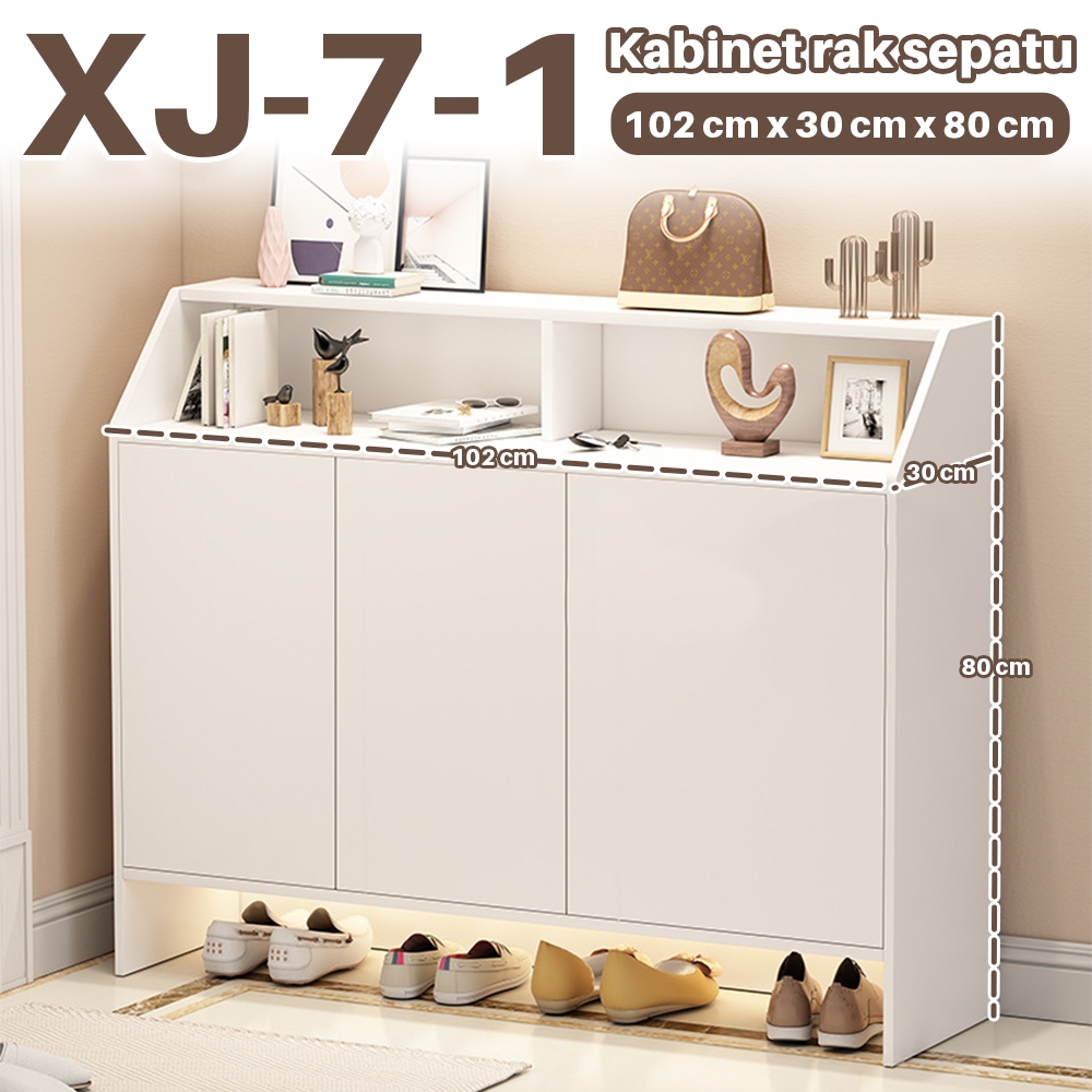 Homedekor Lemari Sepatu Mini Minimalis Rak Sepatu Kayu Kabinet Rak Sepatu Tertutup Modern XJ-7-1