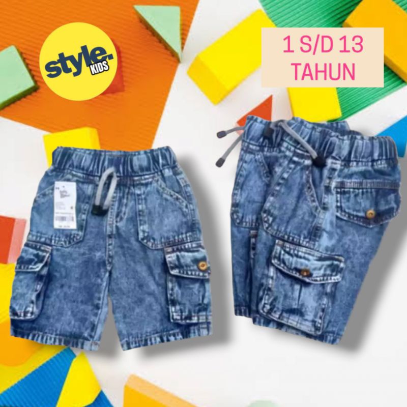 Celana Jeans anak Laki-laki / Cargo Denim PDL Pendek cowok