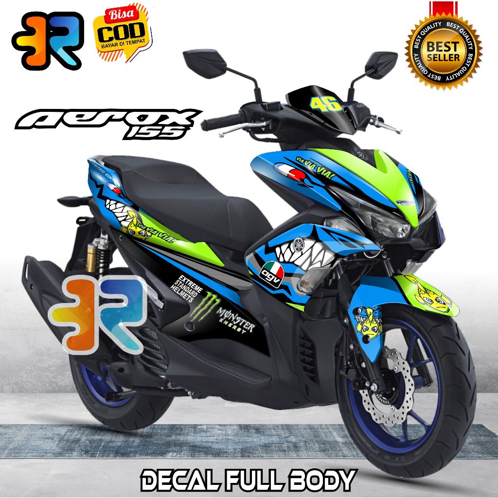 Terbaru Decal Aerox 155 Old Stiker Full Body Variasi Desain Shark