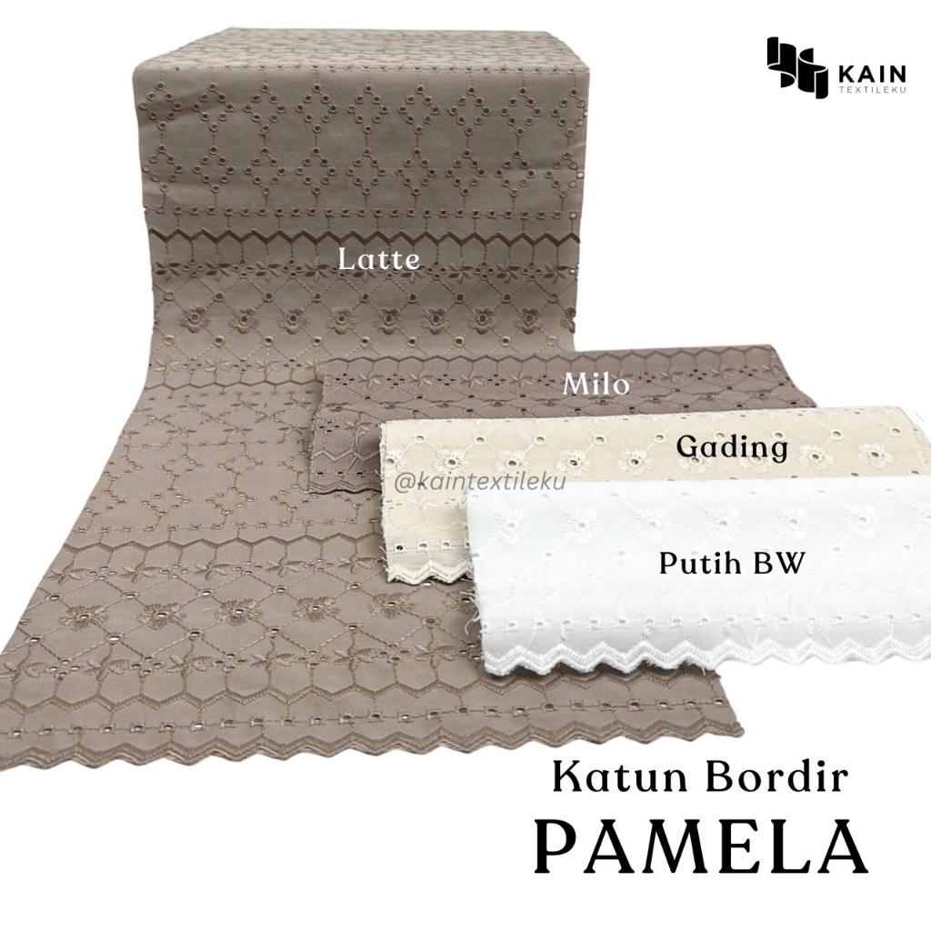 0,5 meter Bahan Kain Katun Bordir Pamela