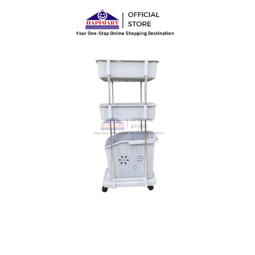 Rak Keranjang Laundry 3 Susun Motif Bunga Rak Susun Rak Trolly Laundry Basket Keranjang Baju Kotor