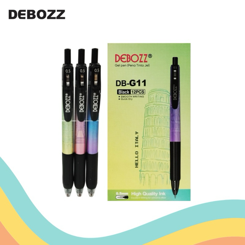 

12Pcs Gel Pen Debozz Pena Tinta Jel DB-G11 Tinta Hitam 0.5mm