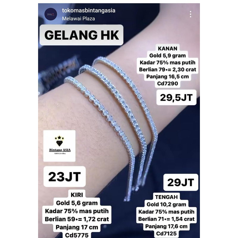 gelang + anting gia berlian eropa full mas putih