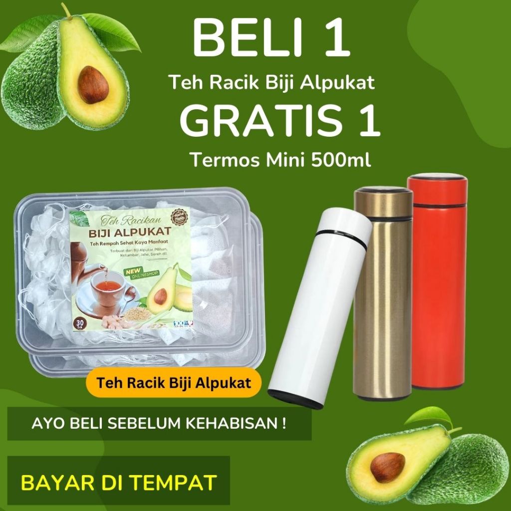 

Teh Racikan Biji Alpukat isi 30 Tea Bag dan 1 Tumblr Mini 500ml , Racikan Teh Biji Alpukat Home Made