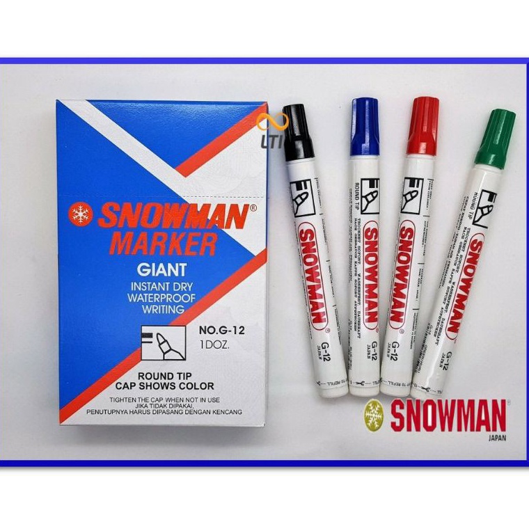 

KODE E9S9 Spidol permanent G12 snowman harga tertera 6 pcs jika mau mix di note aja