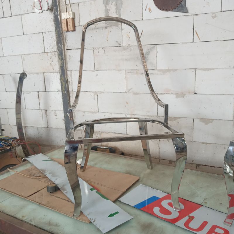 Rangka kursi makan stainless/Kaki kursi makan modern stainless/Kursi makan rangka stainless