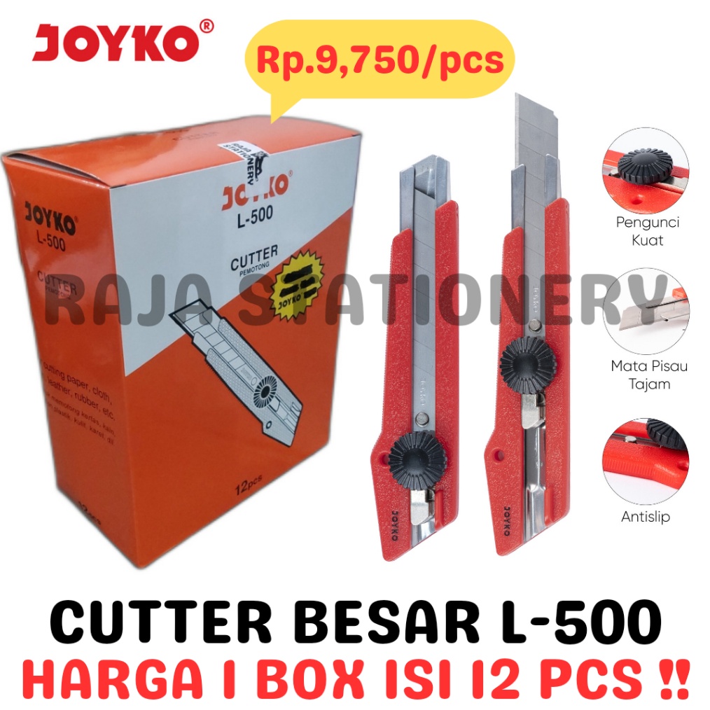 

KODE L2M6 JOYKO CUTTER BESAR PISAU POTONG PEMOTONG KERTAS SILET L5 12PCS