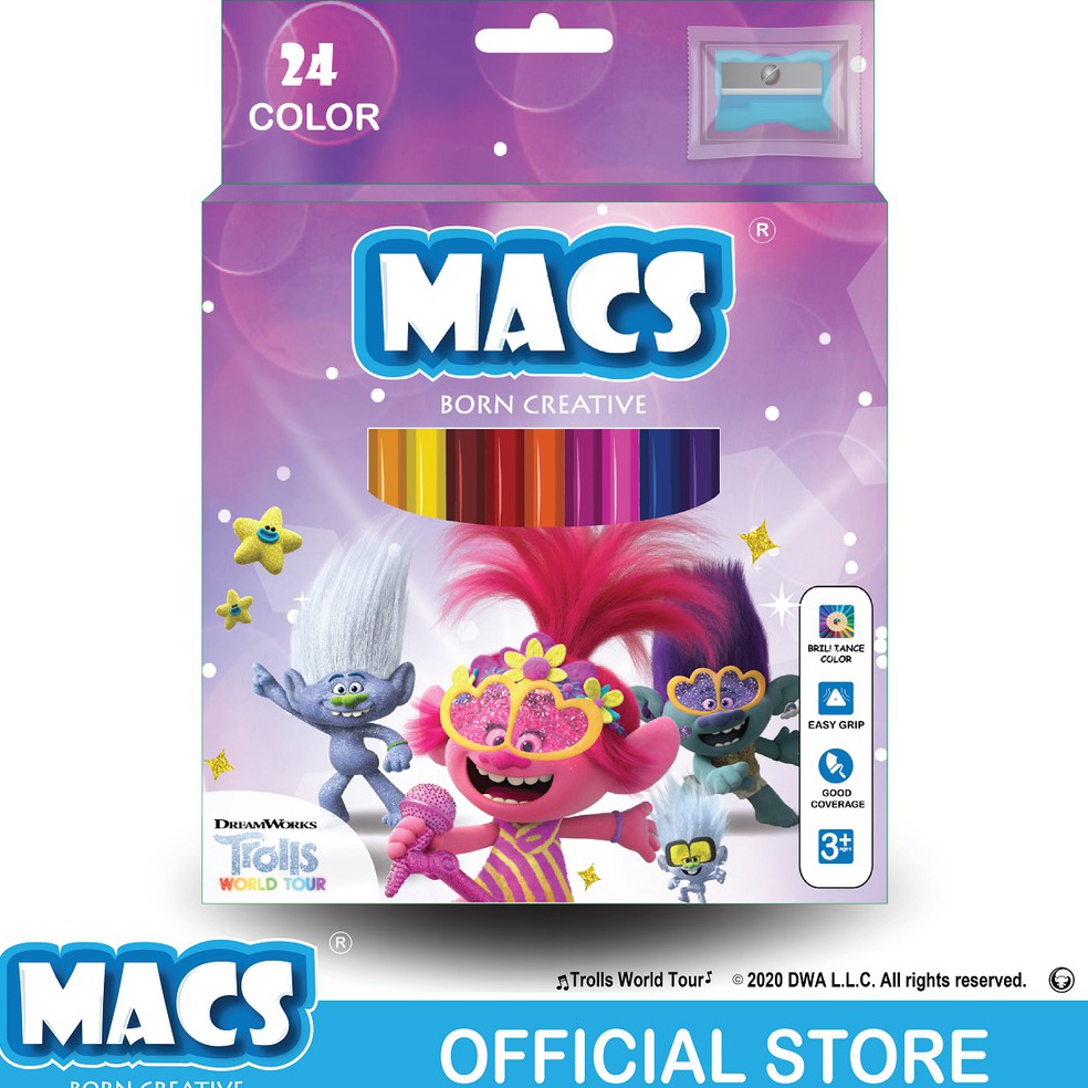 

KODE I2I8 MACS Pensil Warna Trolls World Tour 24 color pencils